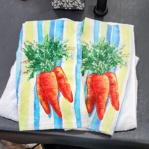 STRIPED CARROT PRINT KITCHEN TOWEL SET